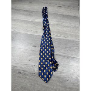 Faberge Tie Mens Silk Blue Check 4" Long Handmade Golden Eggs Gold Crest